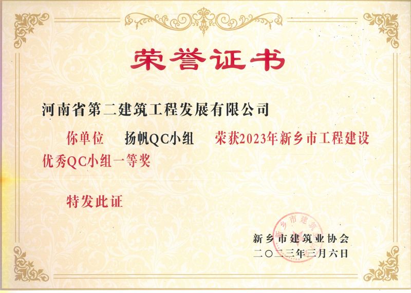 揚(yáng)帆QC小組-一等獎